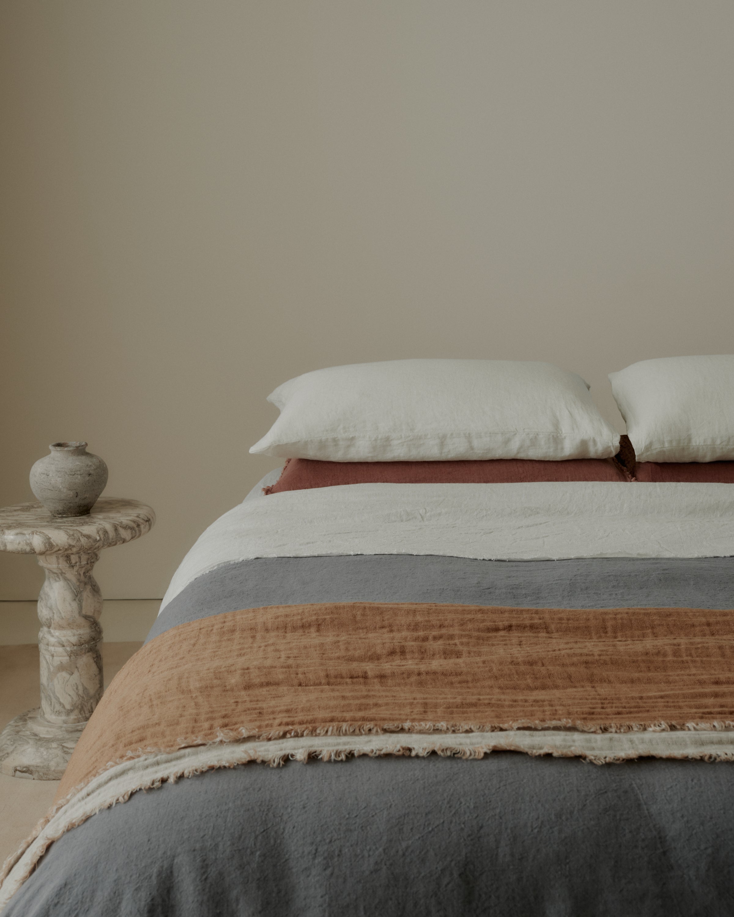 Crush Double Linen Throw Blanket - Russo/Sable