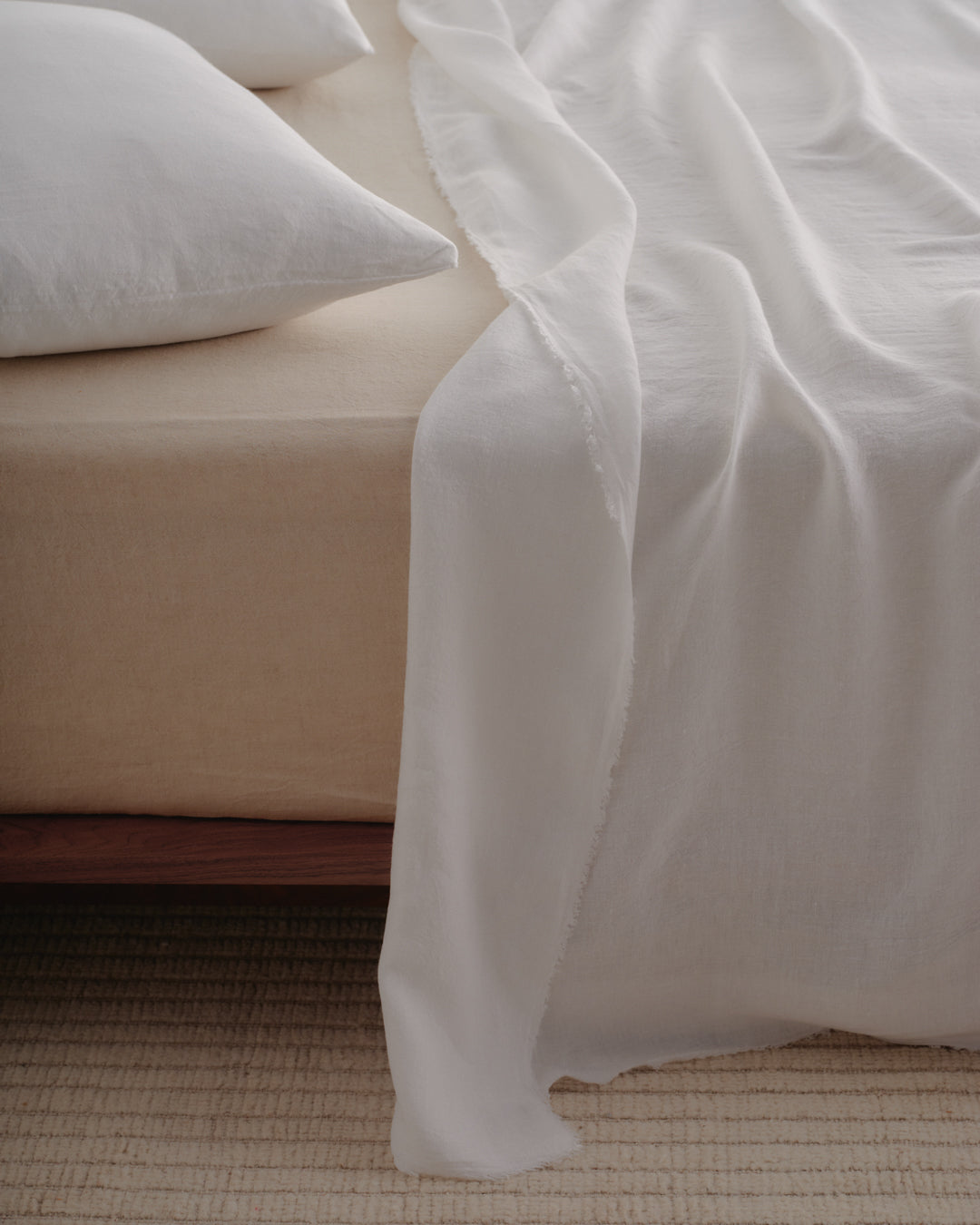 Flocca Linen Flat Sheet | Antique White