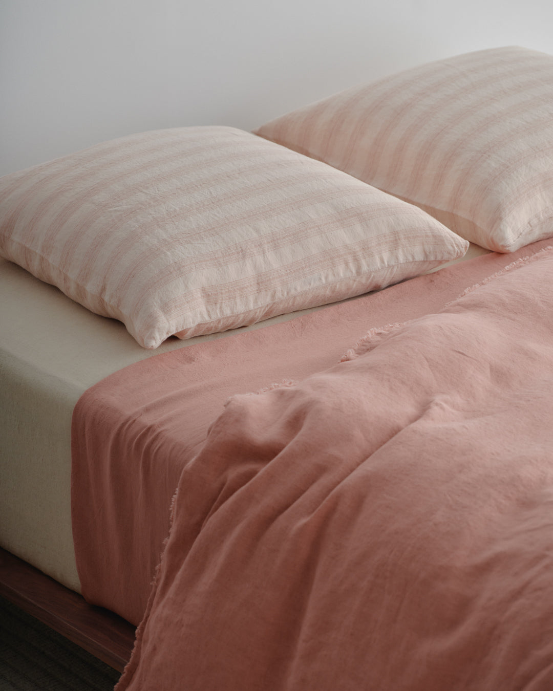 European Linen Pillowcases | Pink Stripe