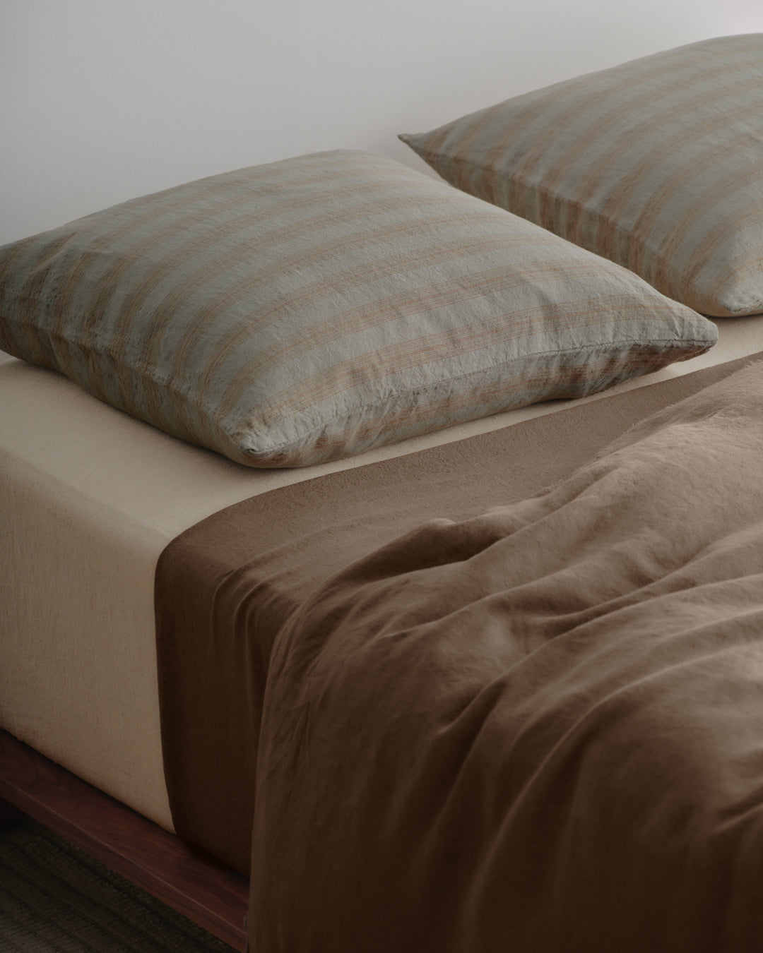 European Linen Pillowcases | Teal & Brown