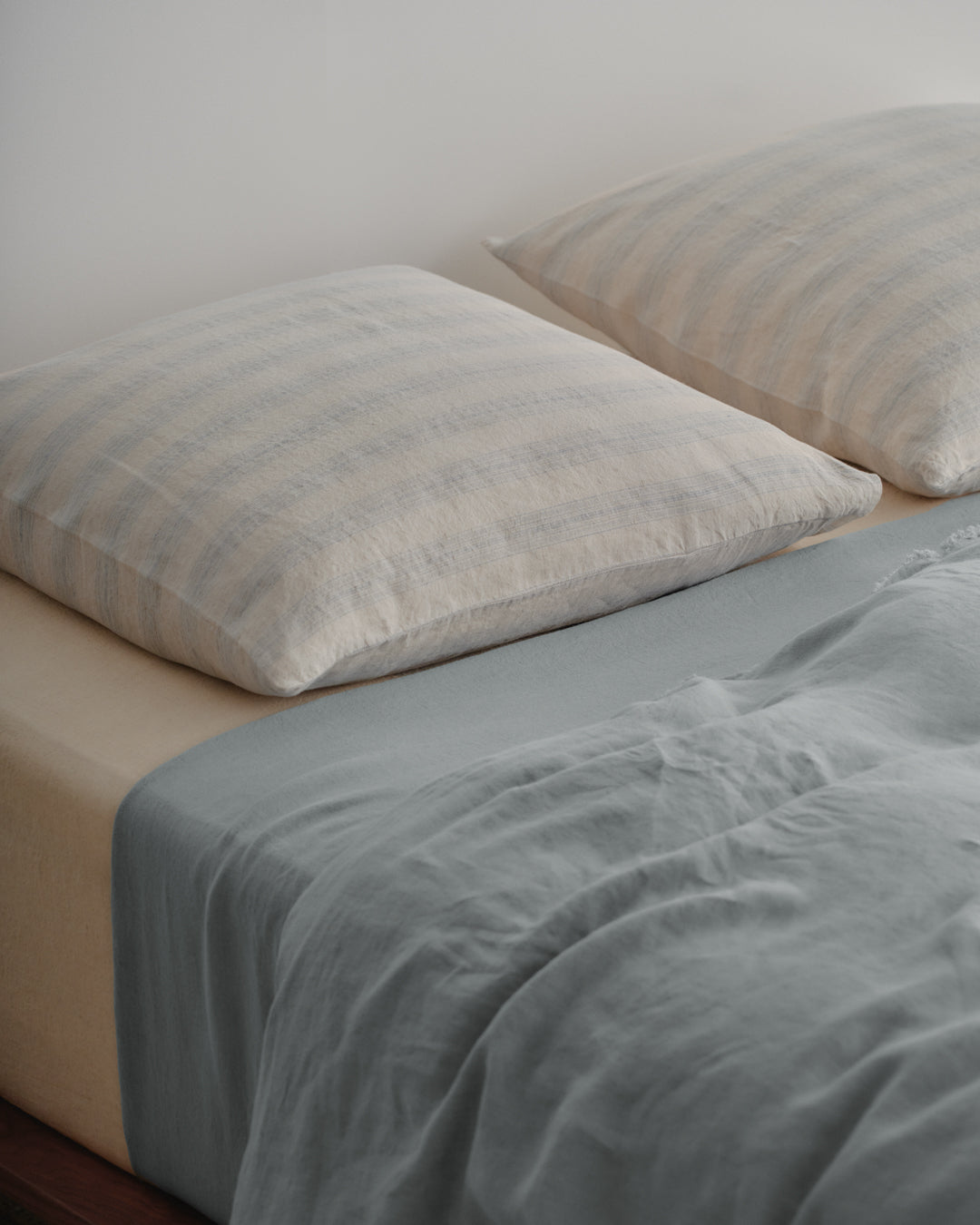 European Linen Pillowcases | Blue Stripe
