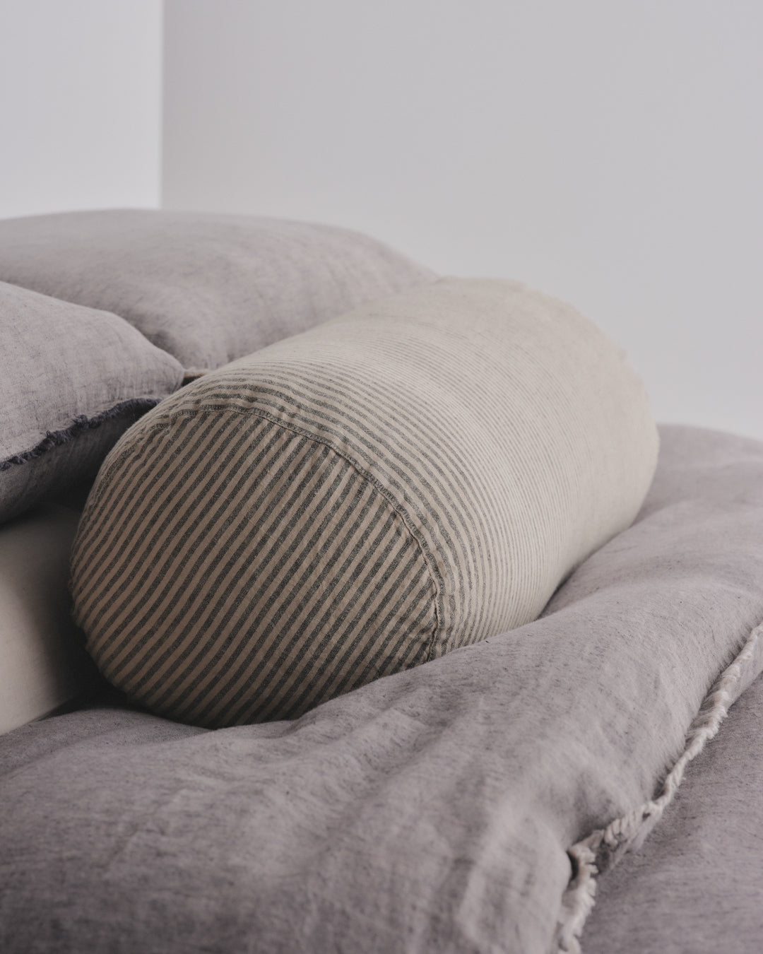 Linen Bolster Cushion | Natural Stripe