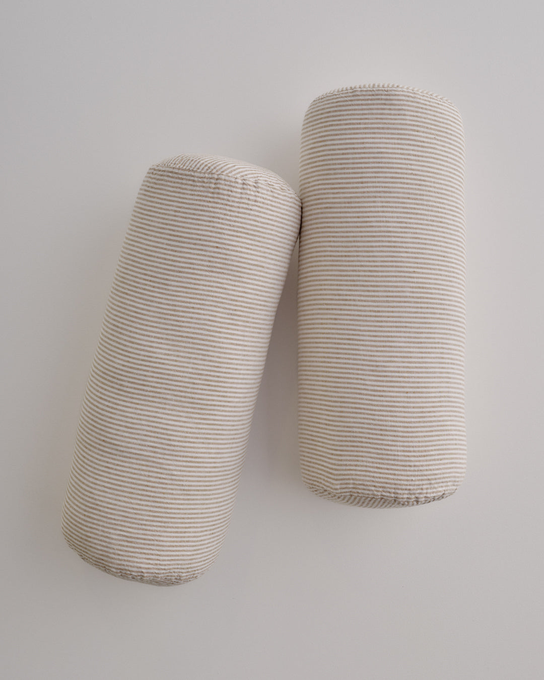 Linen Bolster Cushion | White & Rust Stripe