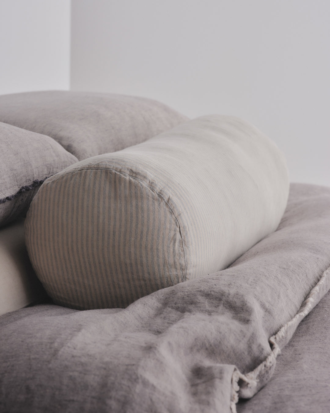 Linen Bolster Cushion | Blue Stripe
