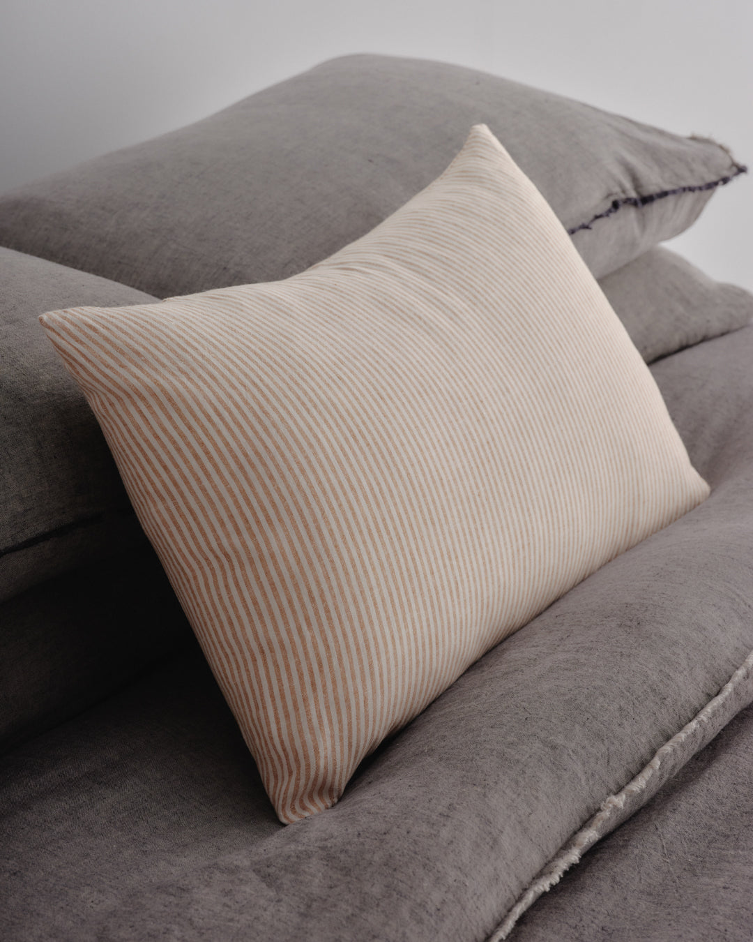 Stripe Linen Cushion | White & Rust Stripe