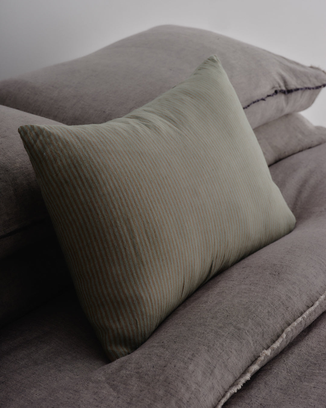 Stripe Linen Cushion | Teal & Brown Stripe
