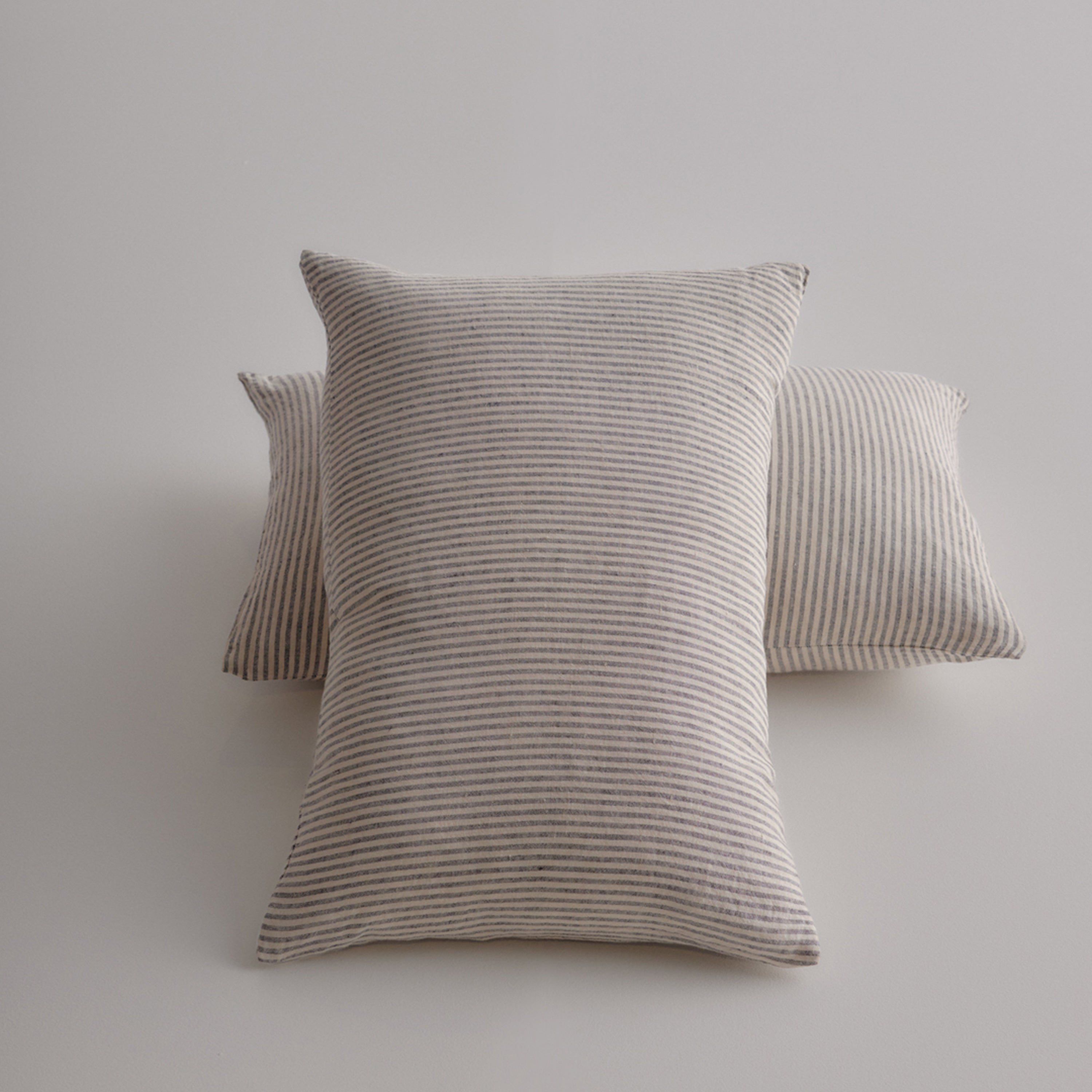 Basix Stripe Linen Cushion - Nox/Sable