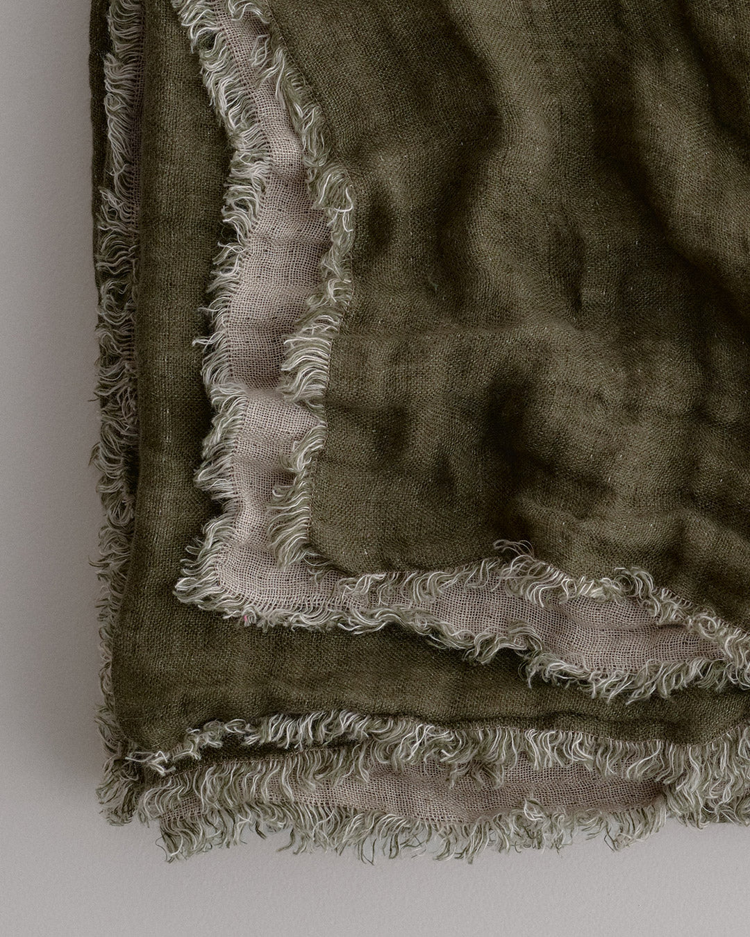 Crush Double Linen Throw Blanket - Armee/Sable