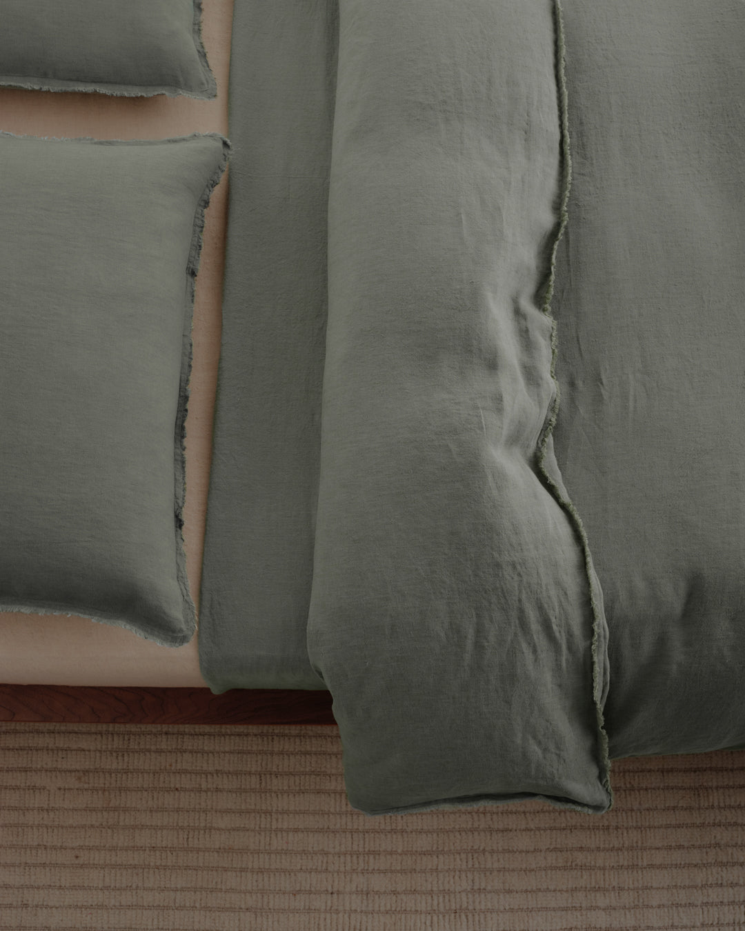 Flocca Linen Pillowcase | Oceanic Green Blue