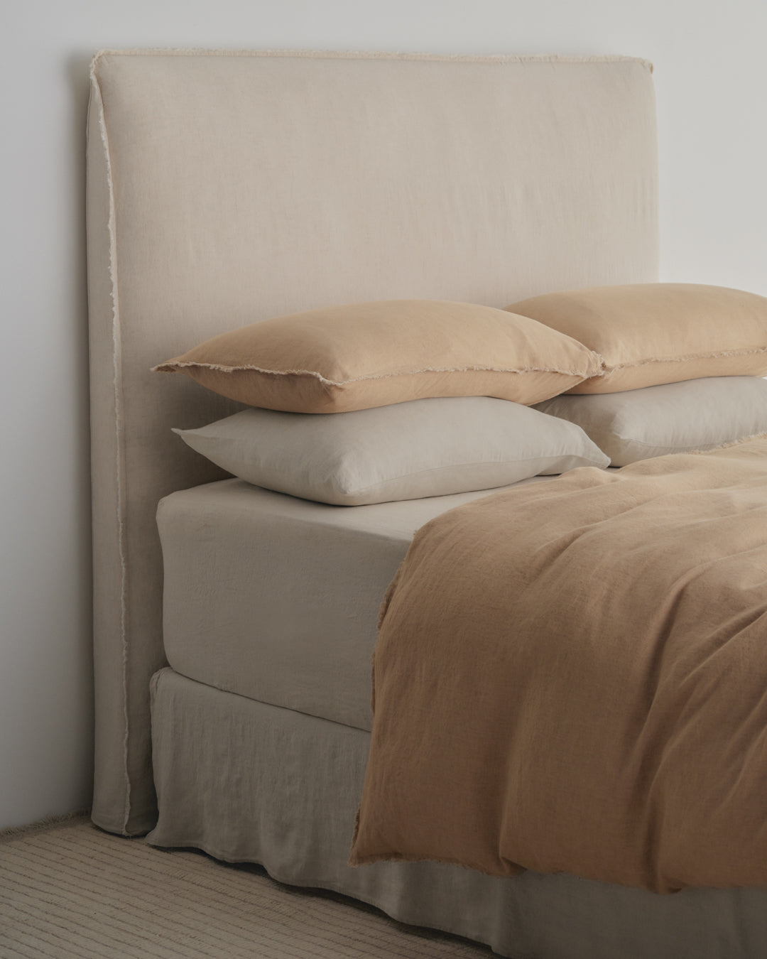 Linen Bedhead & Cover | Sandy color