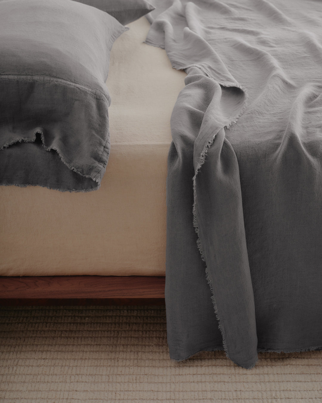 Long Linen Pillowcases | Charcoal Grey