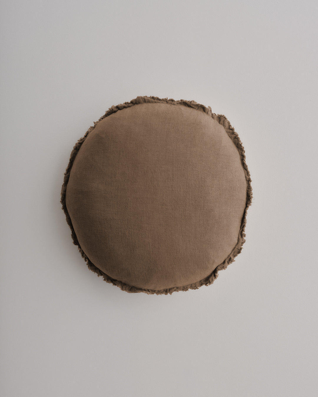 Round Linen Cushion | Chocolate Brown