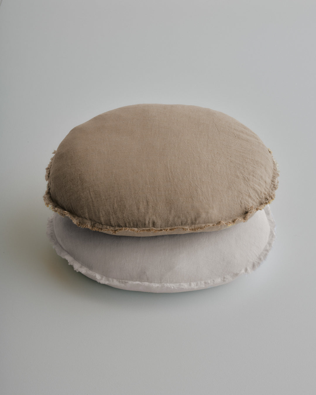 Round Linen Cushion | Pale Stone