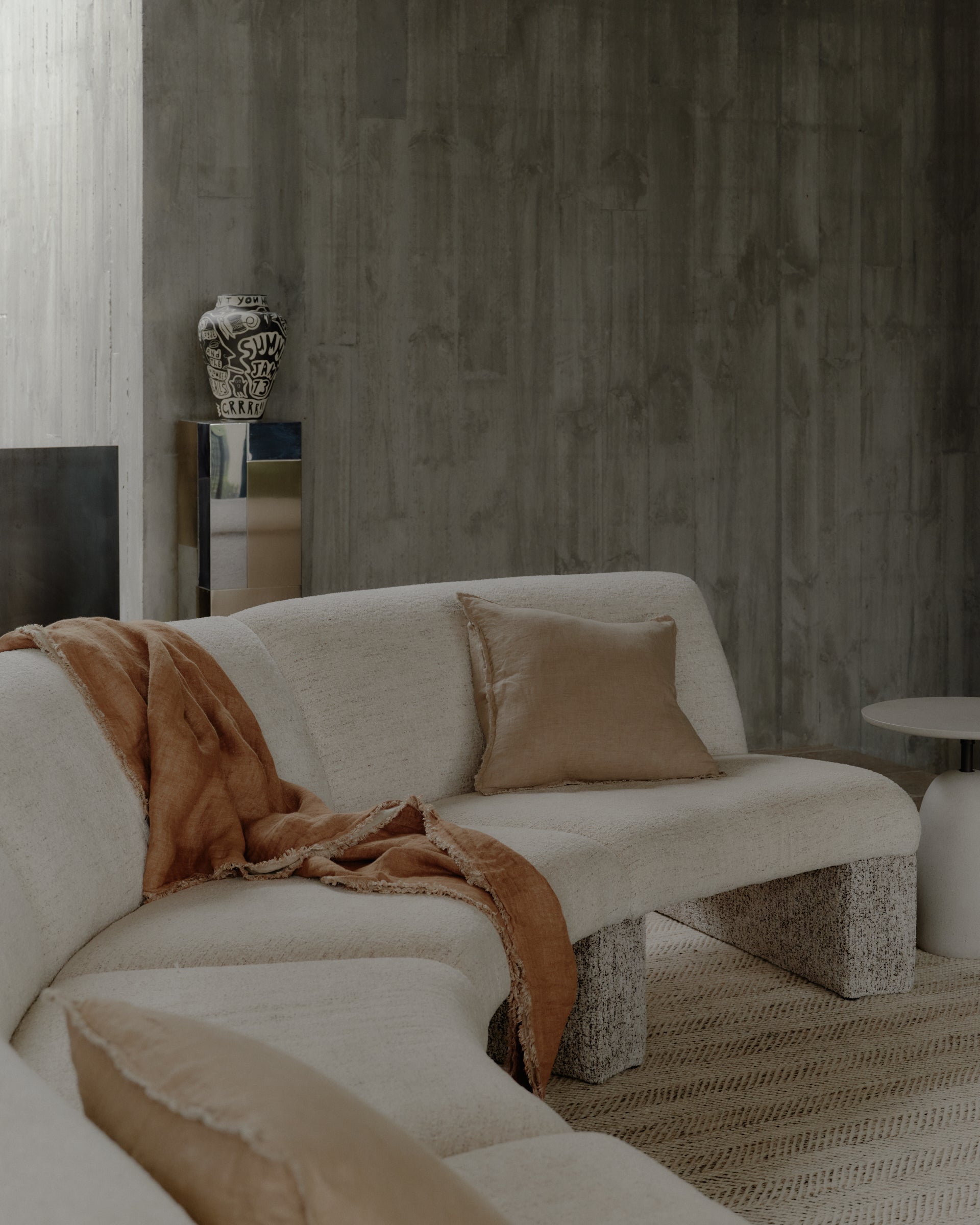 Flocca Linen Cushion - Carmel